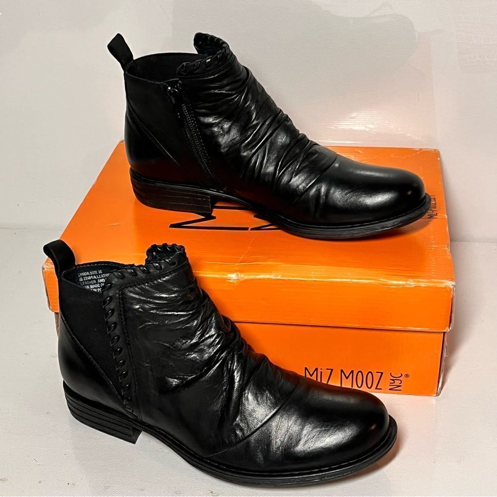 Miz Mooz Lynda Leather Whip Stitch Ankle Boots